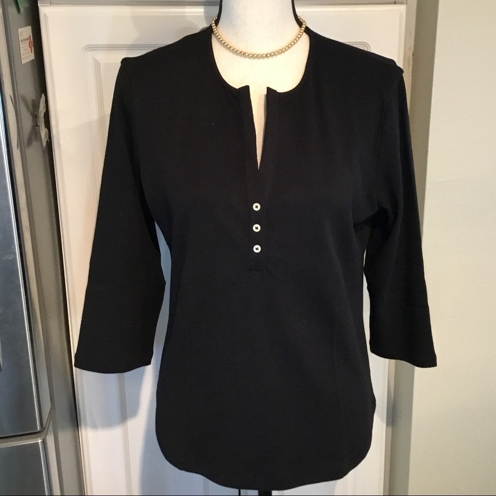 Jones New York Sport Black Cotton Top - Picture 1 of 4